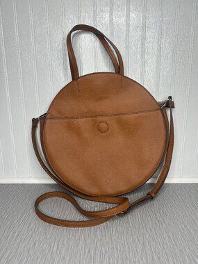 Carlos Santana Womens Round Crossbody Handbag Faux Leather Shoulder Strap